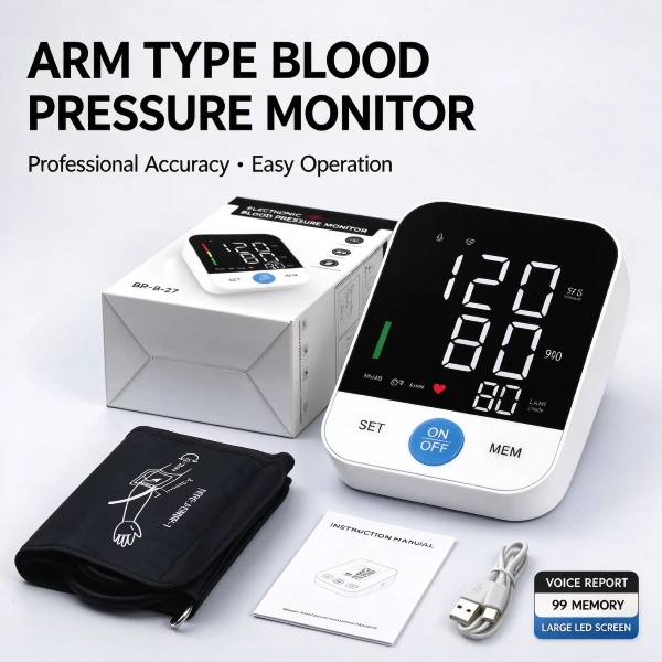 Home Blood Pressure Monitoring With Lage Backlit Display